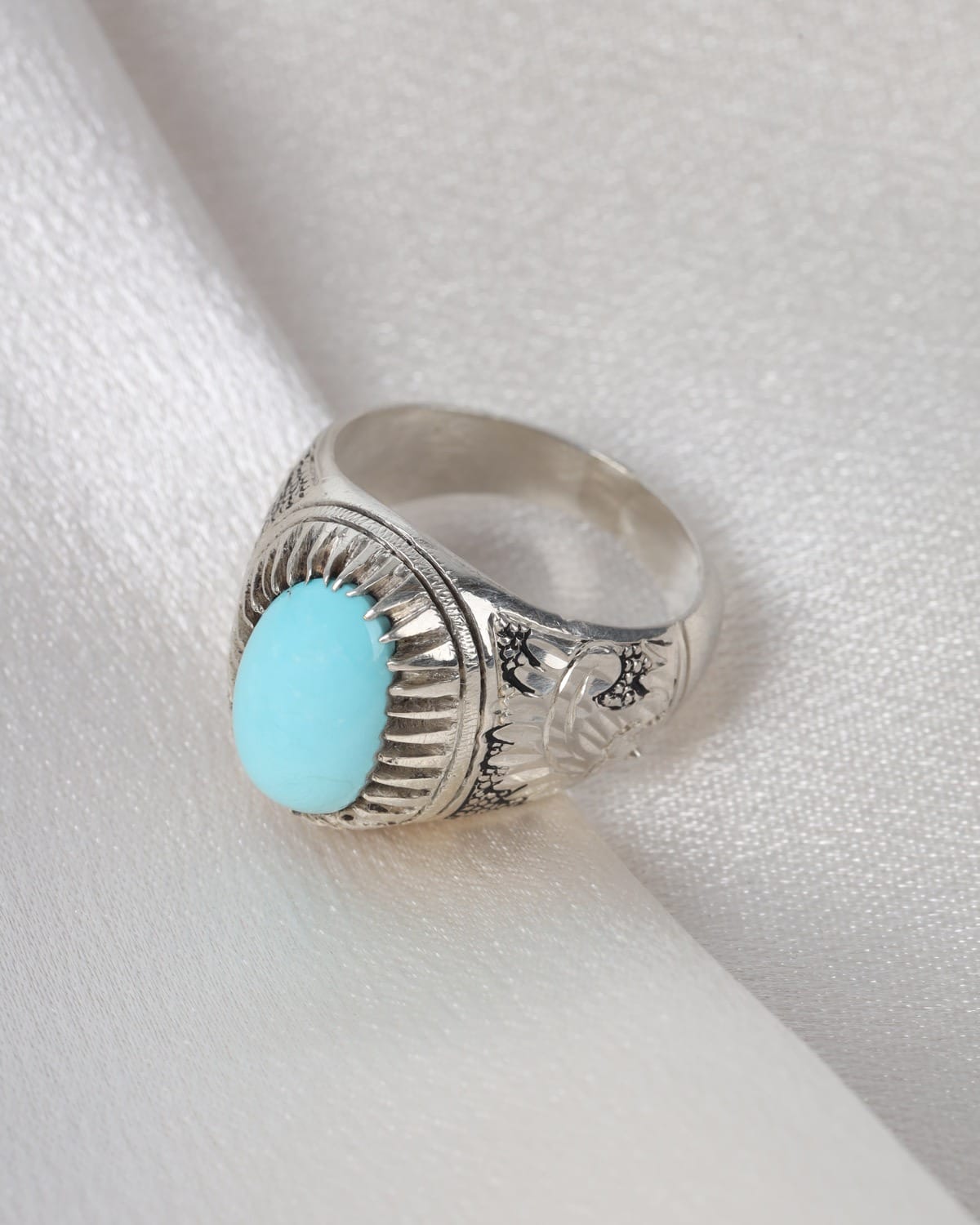 Mens Neyshabur Turquoise Silver Ring