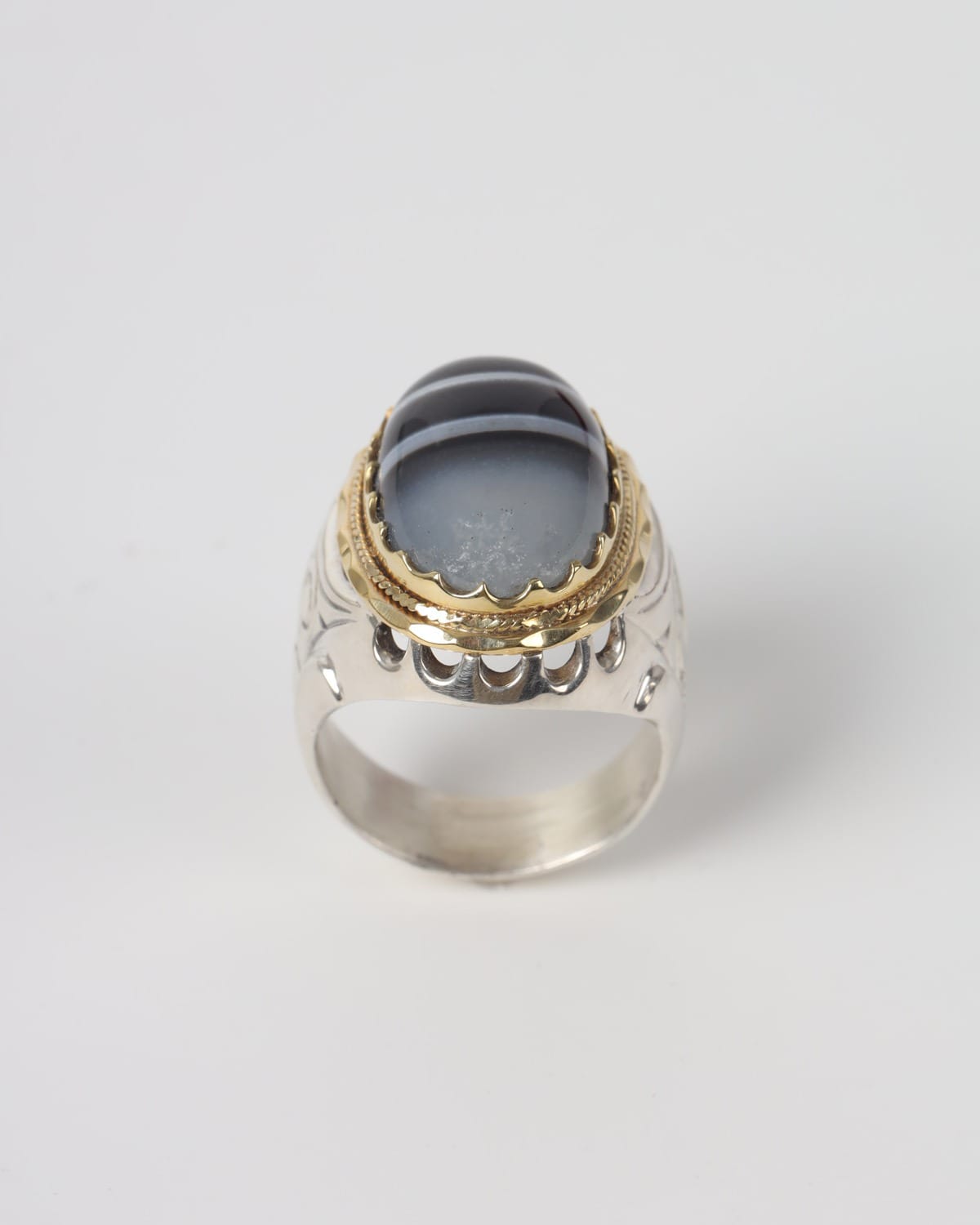 Mens Sulemani Agate Silver Ring