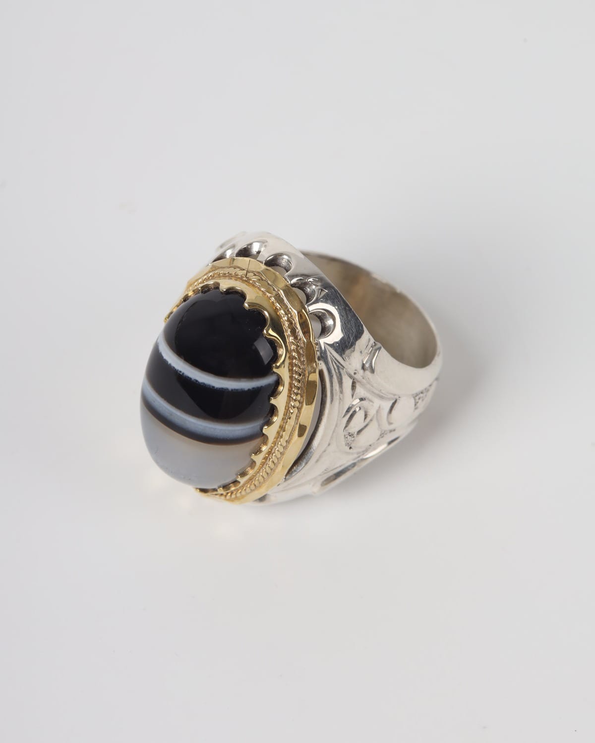 Mens Sulemani Agate Silver Ring