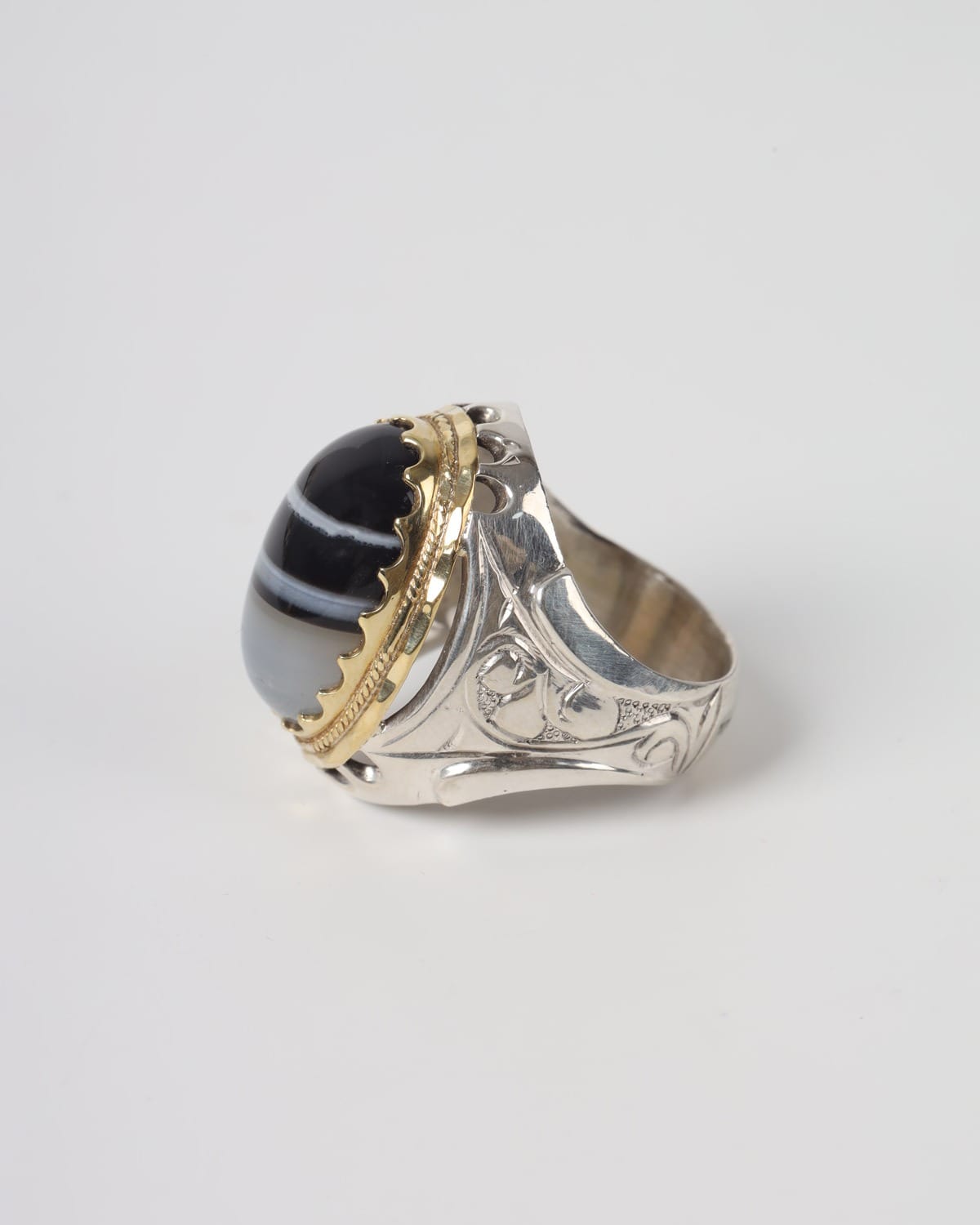 Mens Sulemani Agate Silver Ring