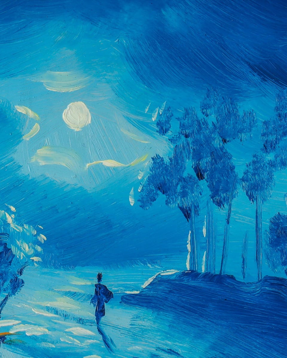 Moonlit Village Oil Painting
