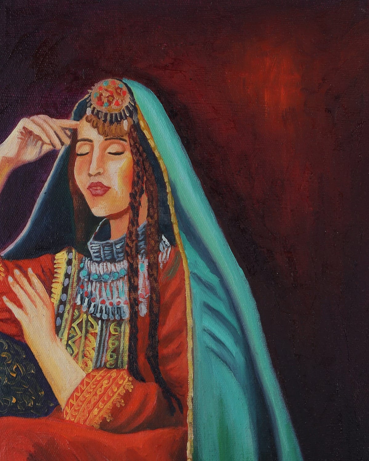 Woman in Traditional Dress Oil Painting
