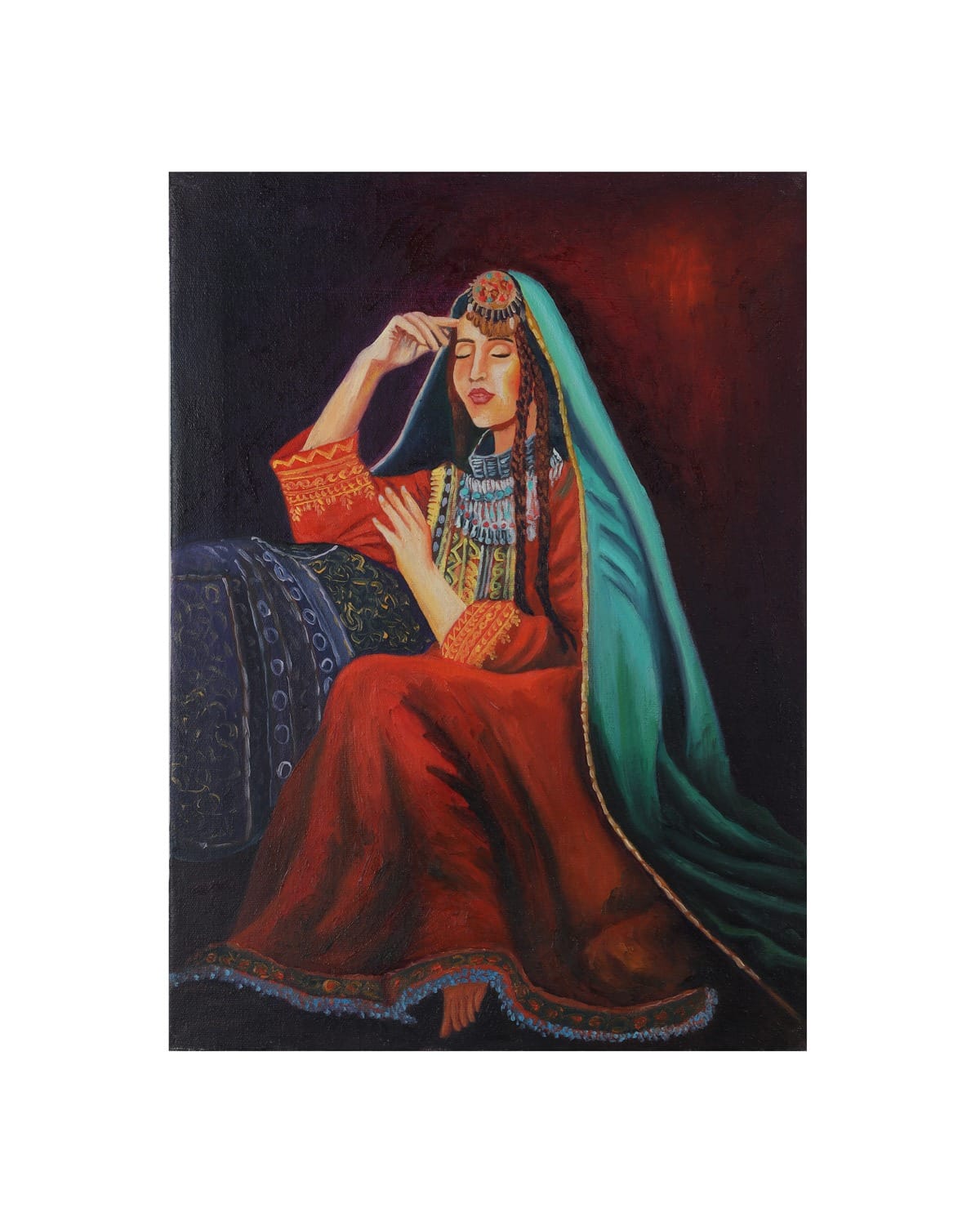 Woman in Traditional Dress Oil Painting