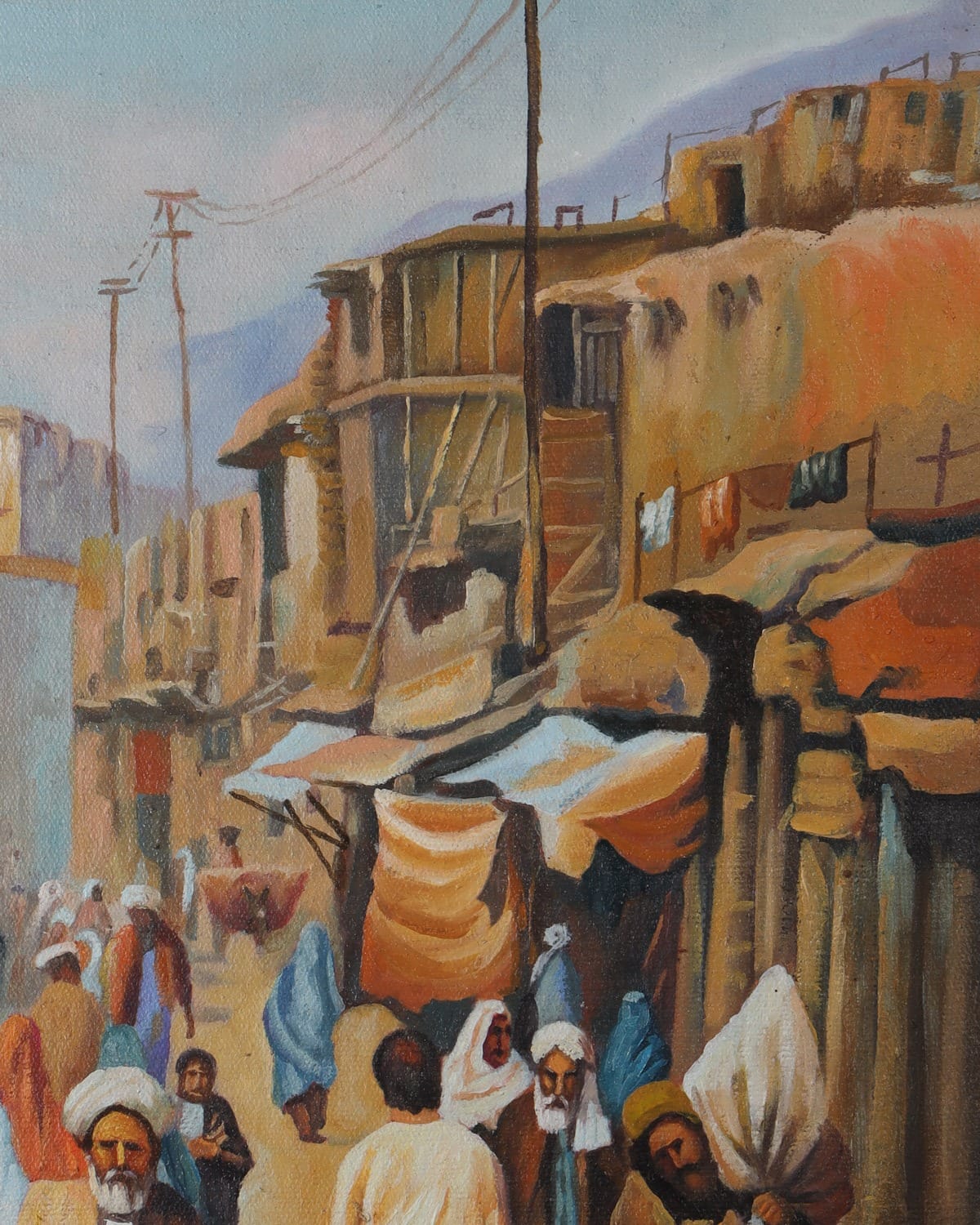 Old Kabul Bazaar Oil Painting on Canvas