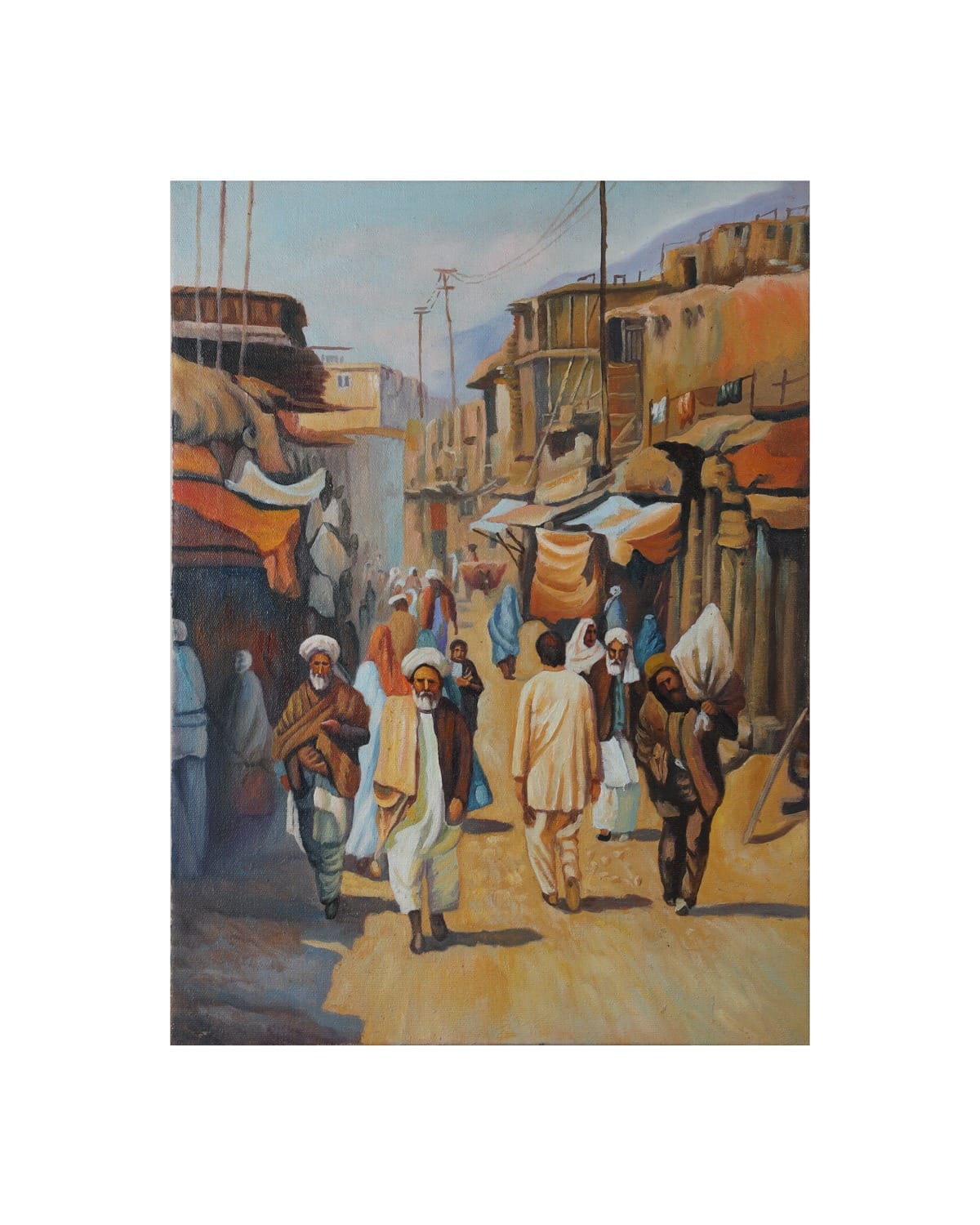 Old Kabul Bazaar Oil Painting on Canvas