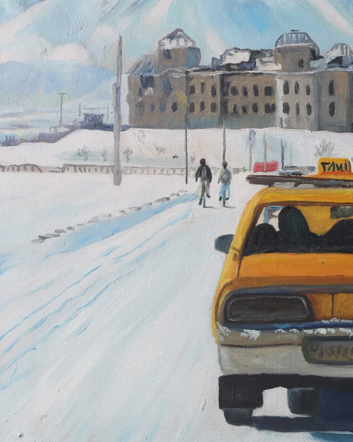 Snowy Kabul Taxi Painting