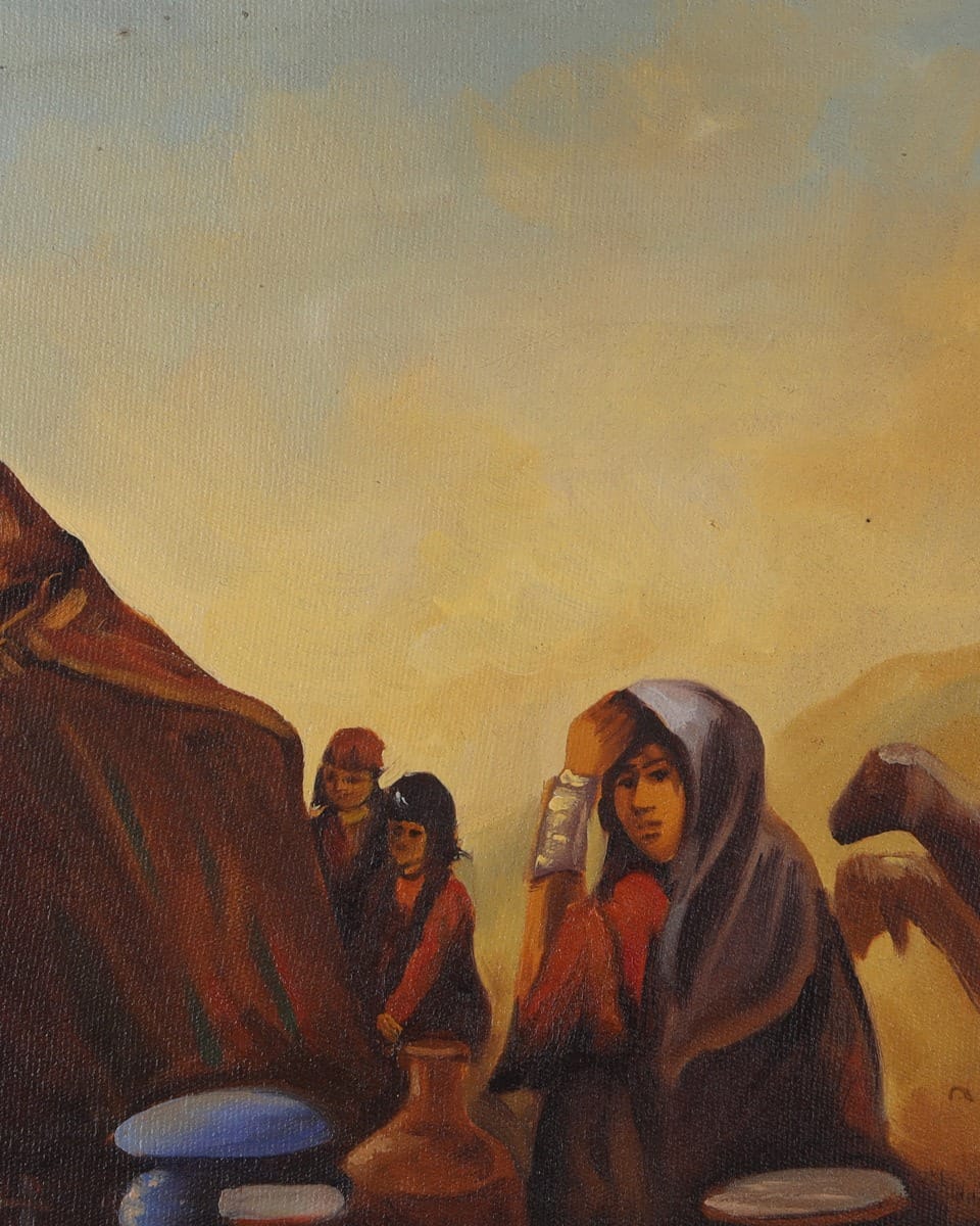 Nomadic Camp Oil Painting