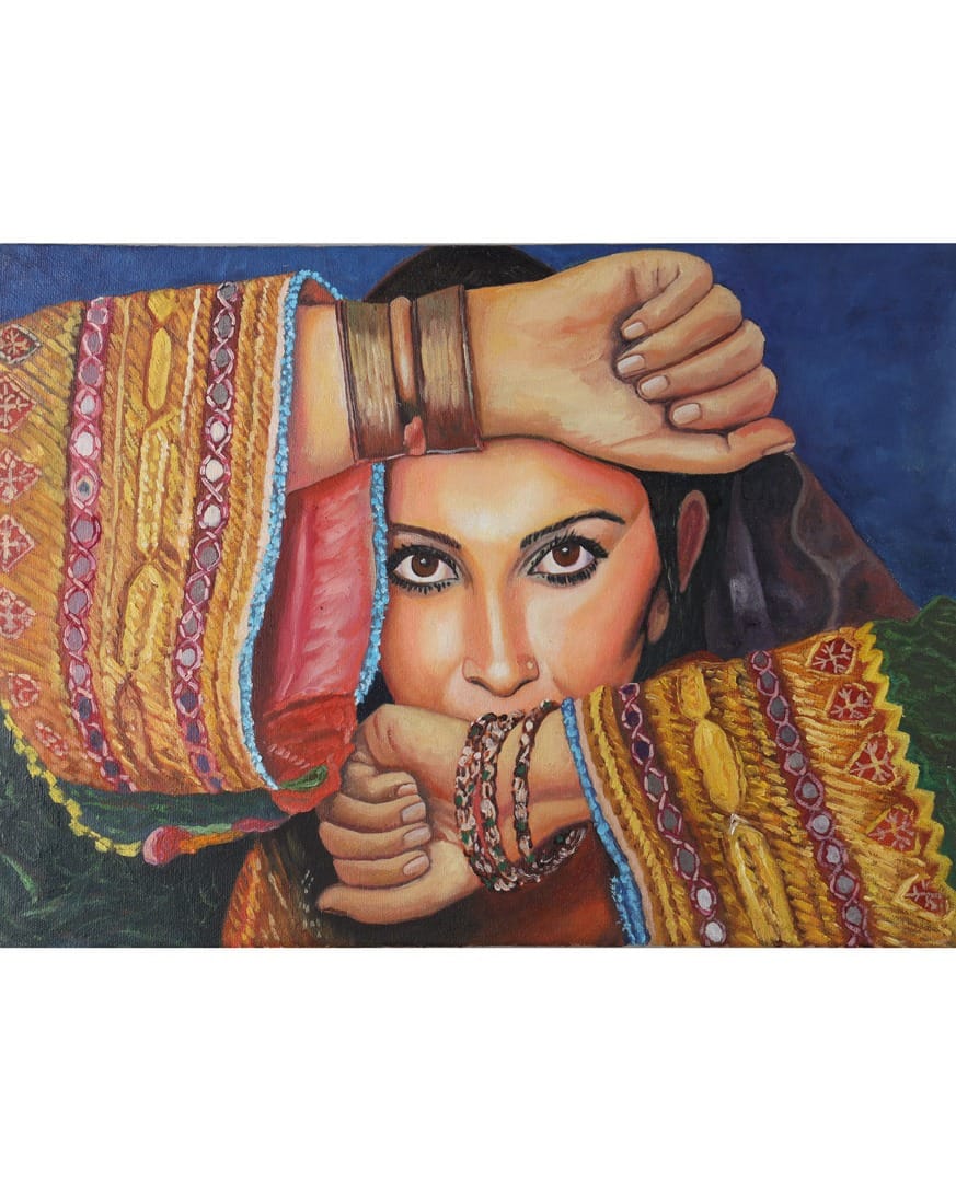 Afghan Girl Portrait Oil Painting