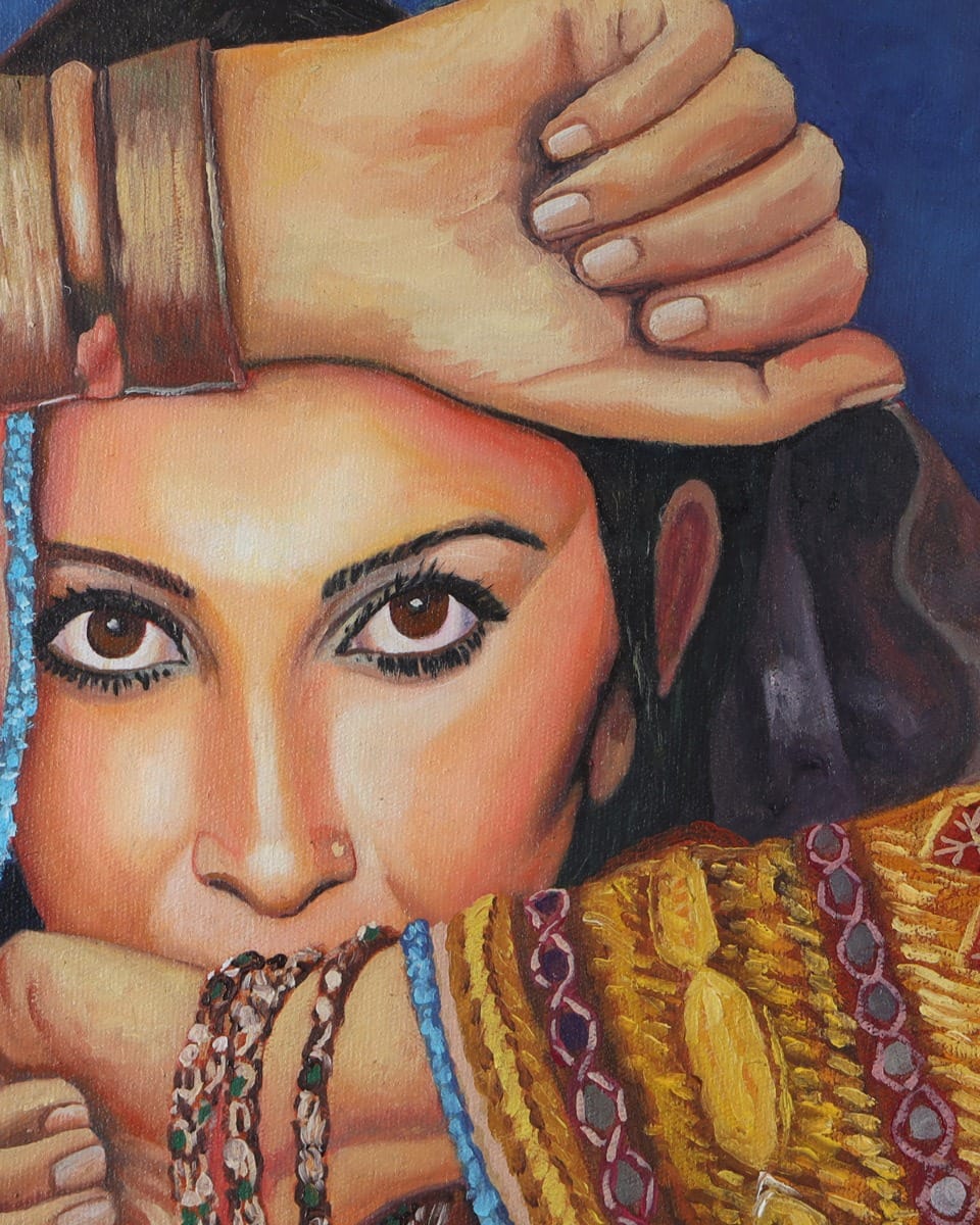 Afghan Girl Portrait Oil Painting