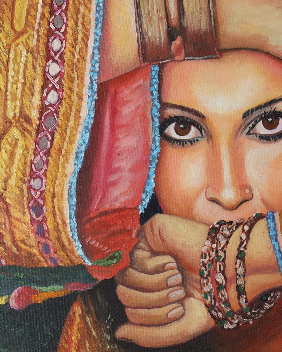 Afghan Girl Portrait Oil Painting