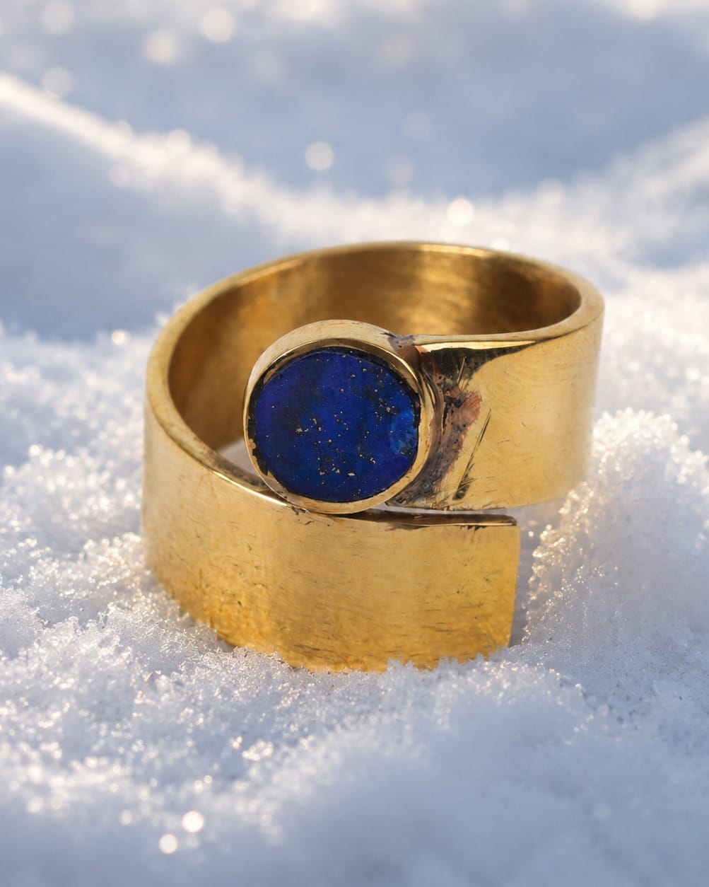 Gold Brass Lapis Ring