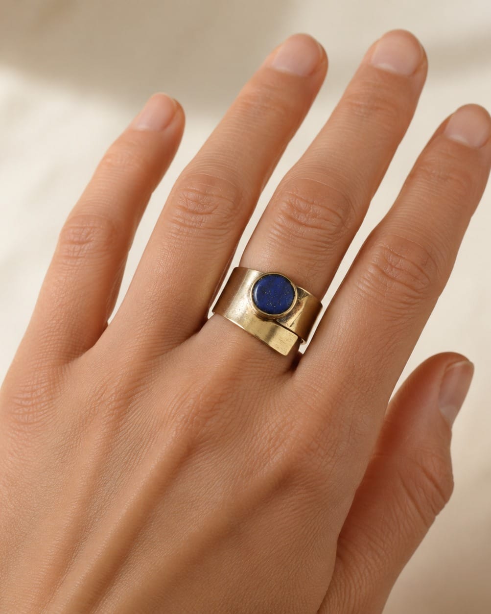 Gold Brass Lapis Ring