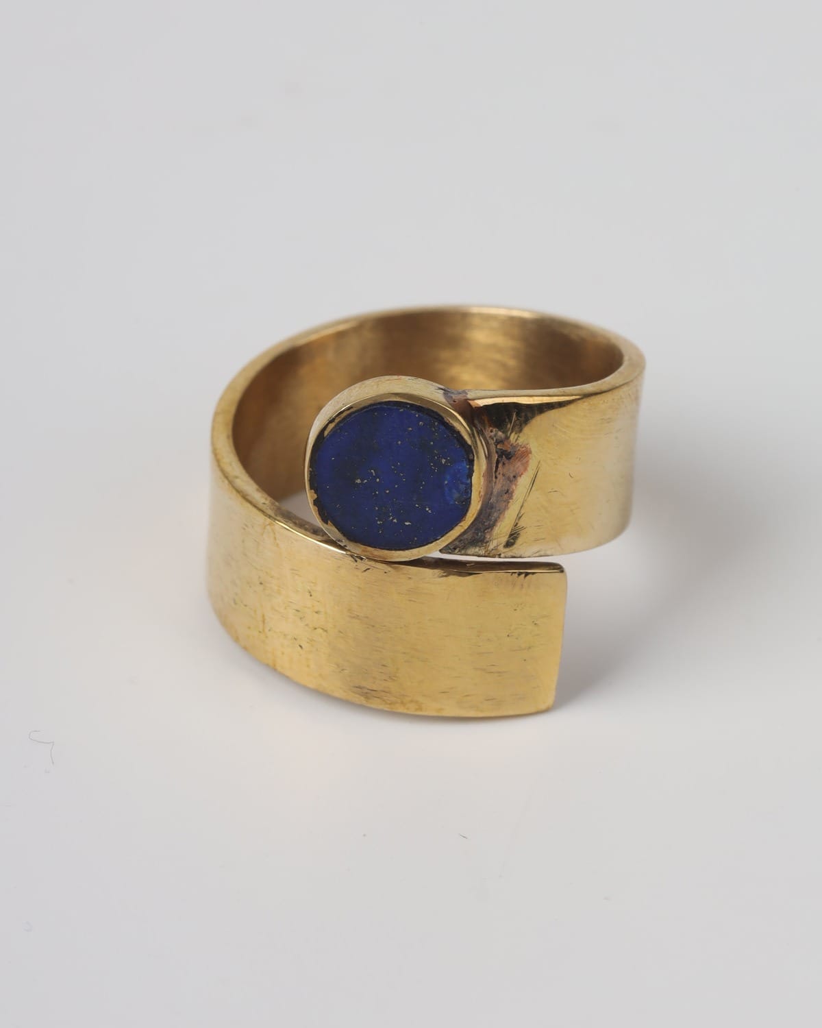 Gold Brass Lapis Ring