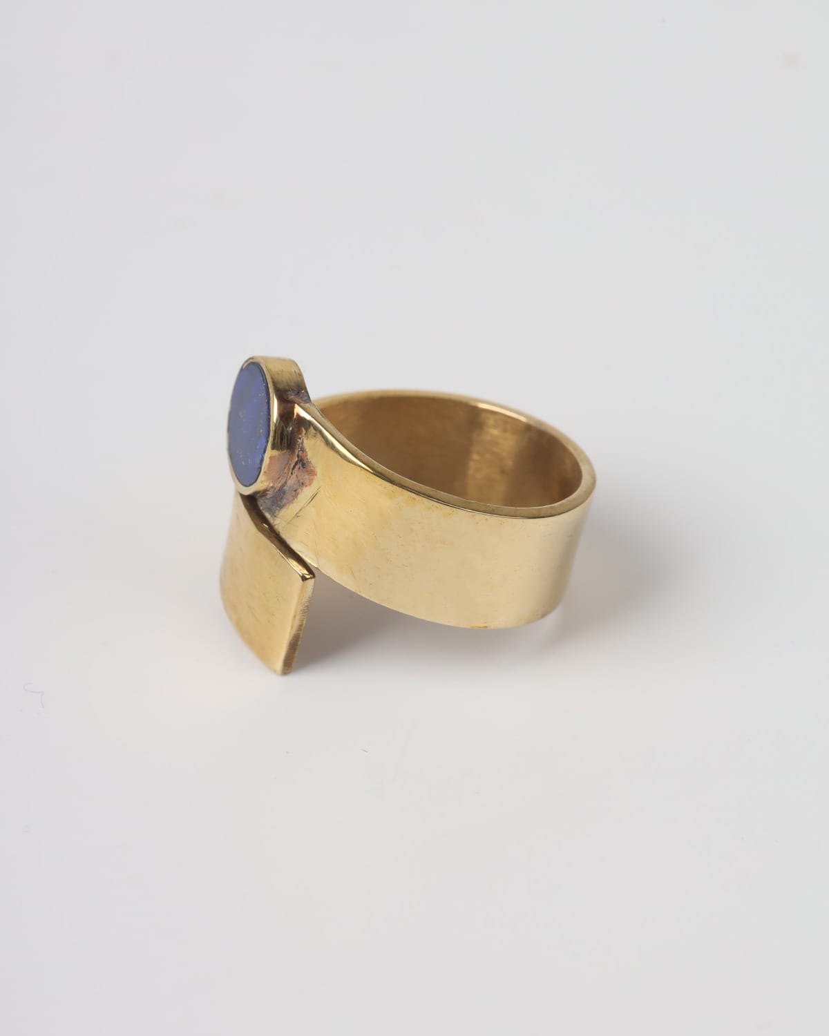 Gold Brass Lapis Ring
