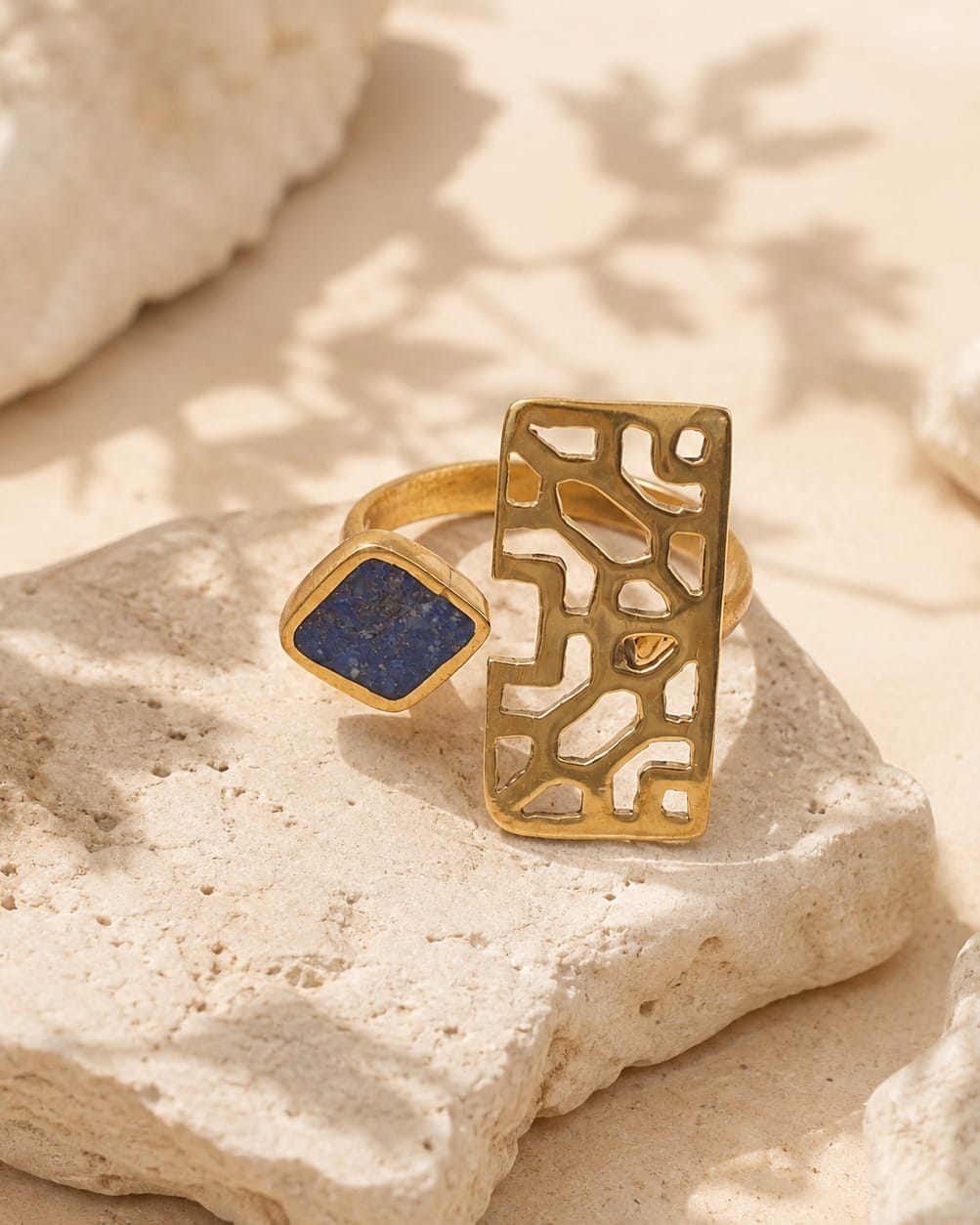 Blue Stone Brass Ring
