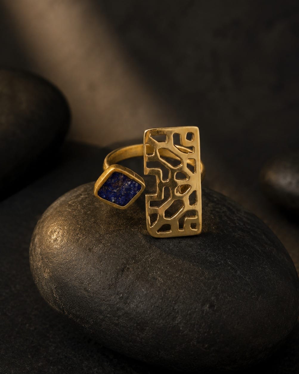 Blue Stone Brass Ring