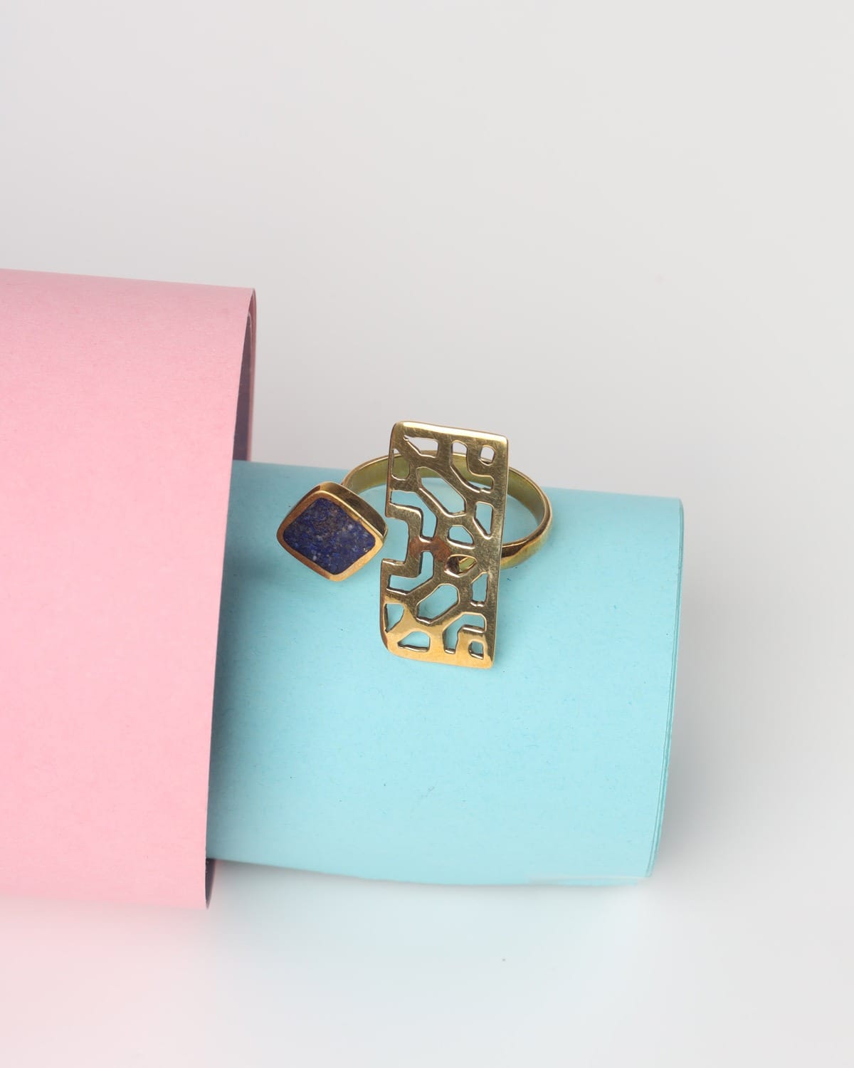 Blue Stone Brass Ring