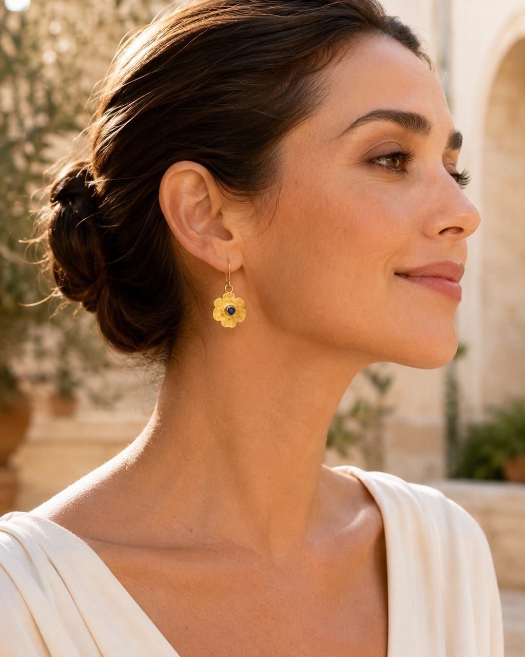 Lapis Flower Earrings