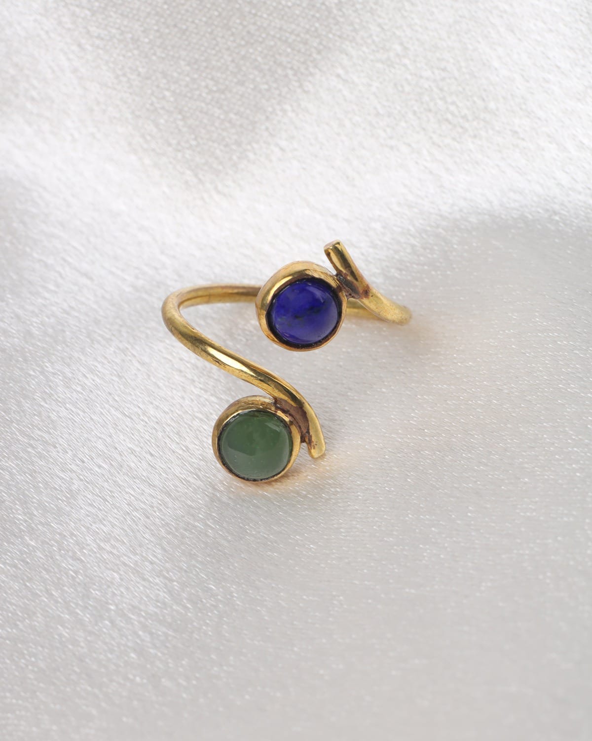Lapis & Jade Brass Ring