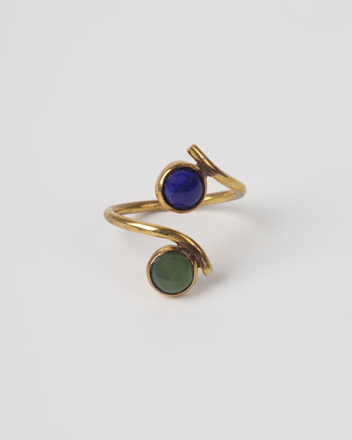 Lapis & Jade Brass Ring