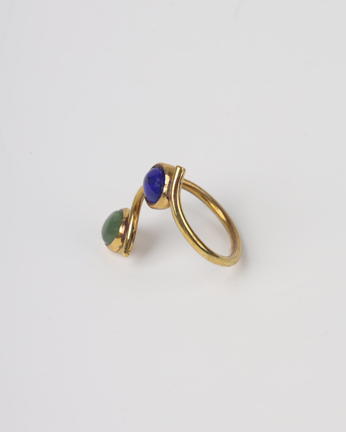 Lapis & Jade Brass Ring