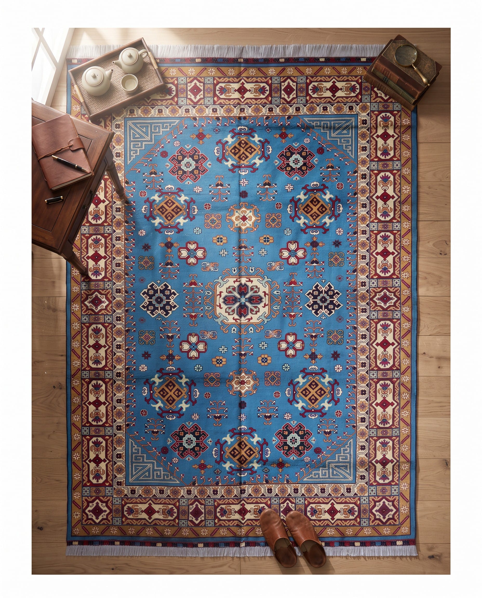 Aseel Blue Handmade Wool Rug