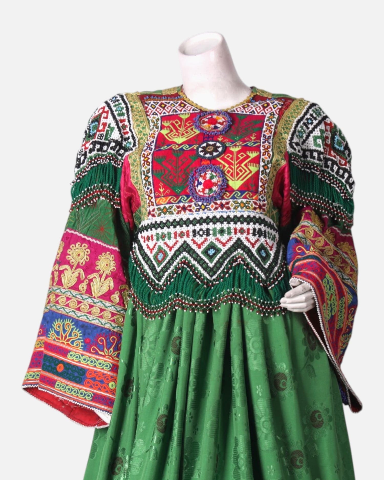 Afghan Gand Dress - Green with Traditional Embroidery