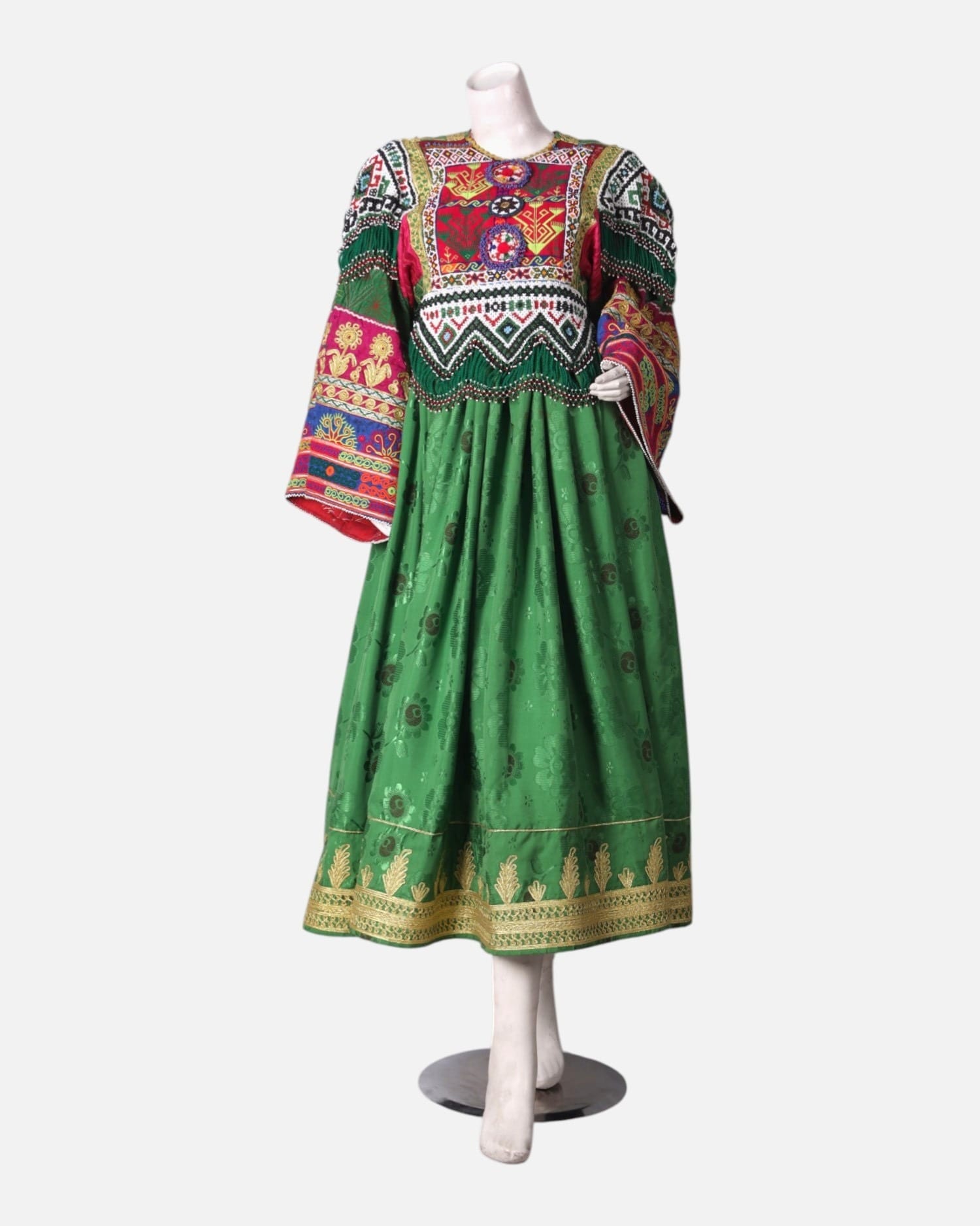 Afghan Gand Dress - Green with Traditional Embroidery