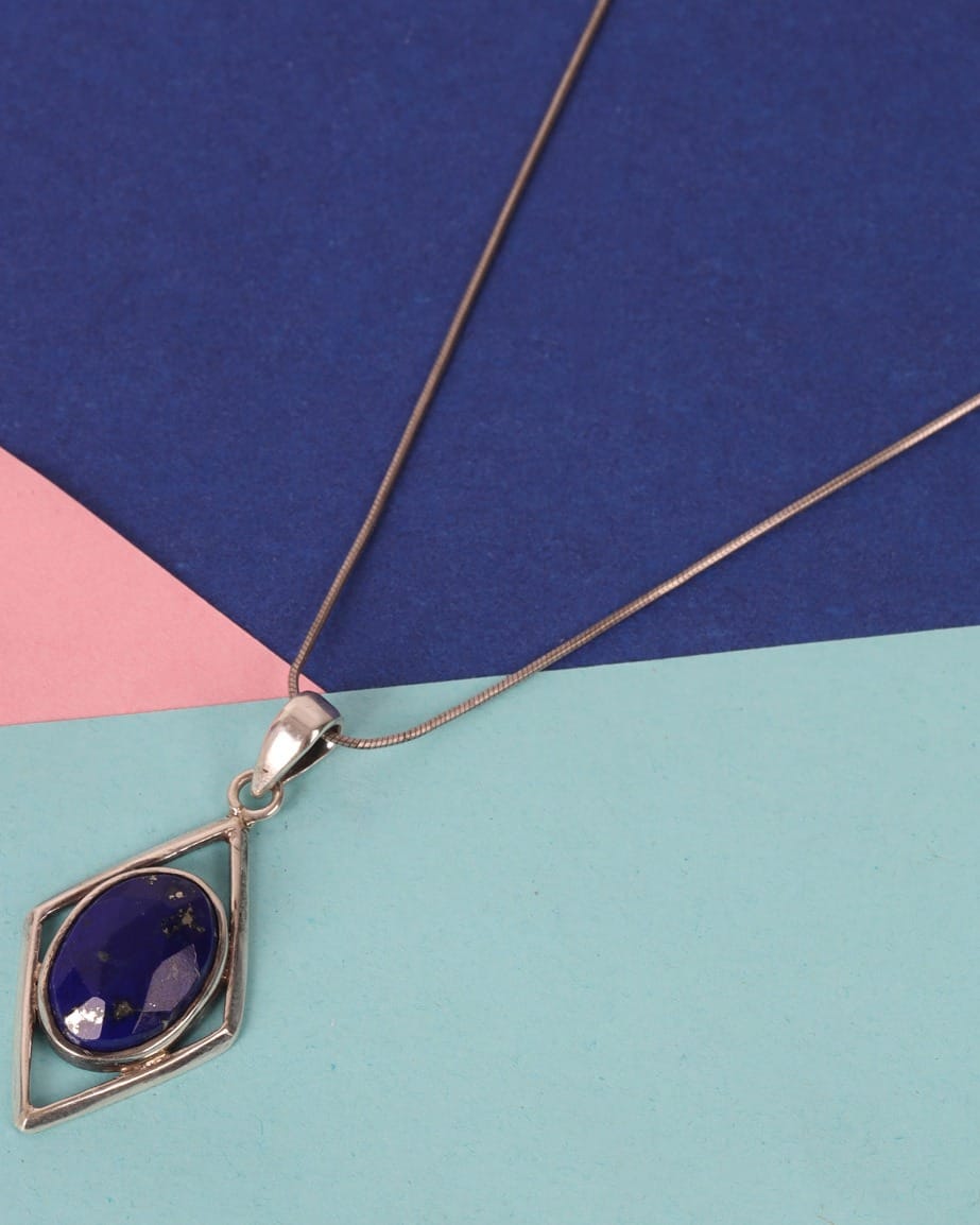 Lapis Lazuli Silver Pendant Necklace