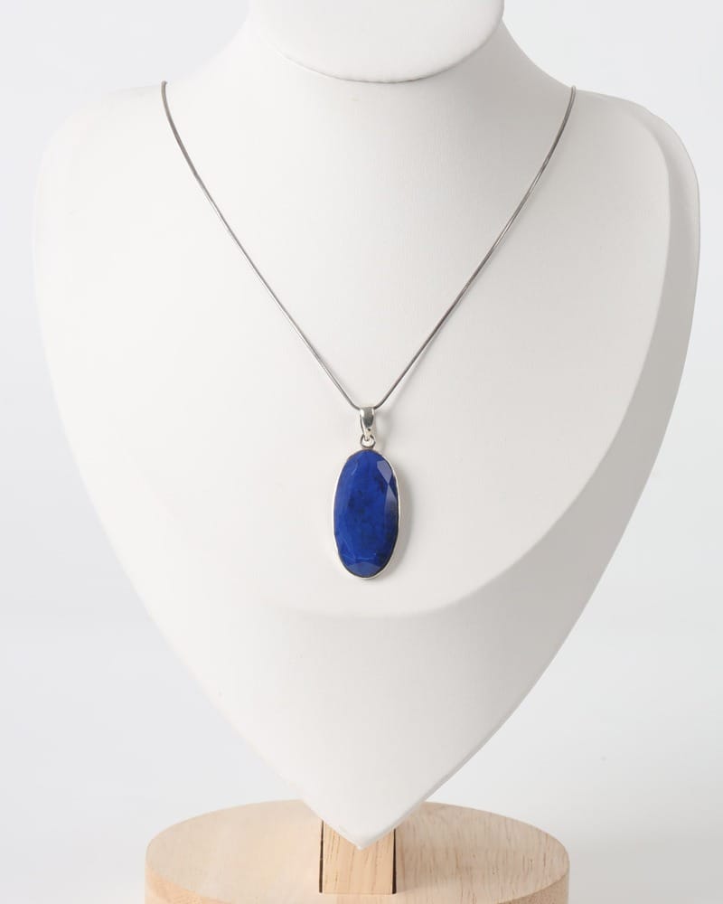 Faceted Lapis Lazuli Silver Necklace