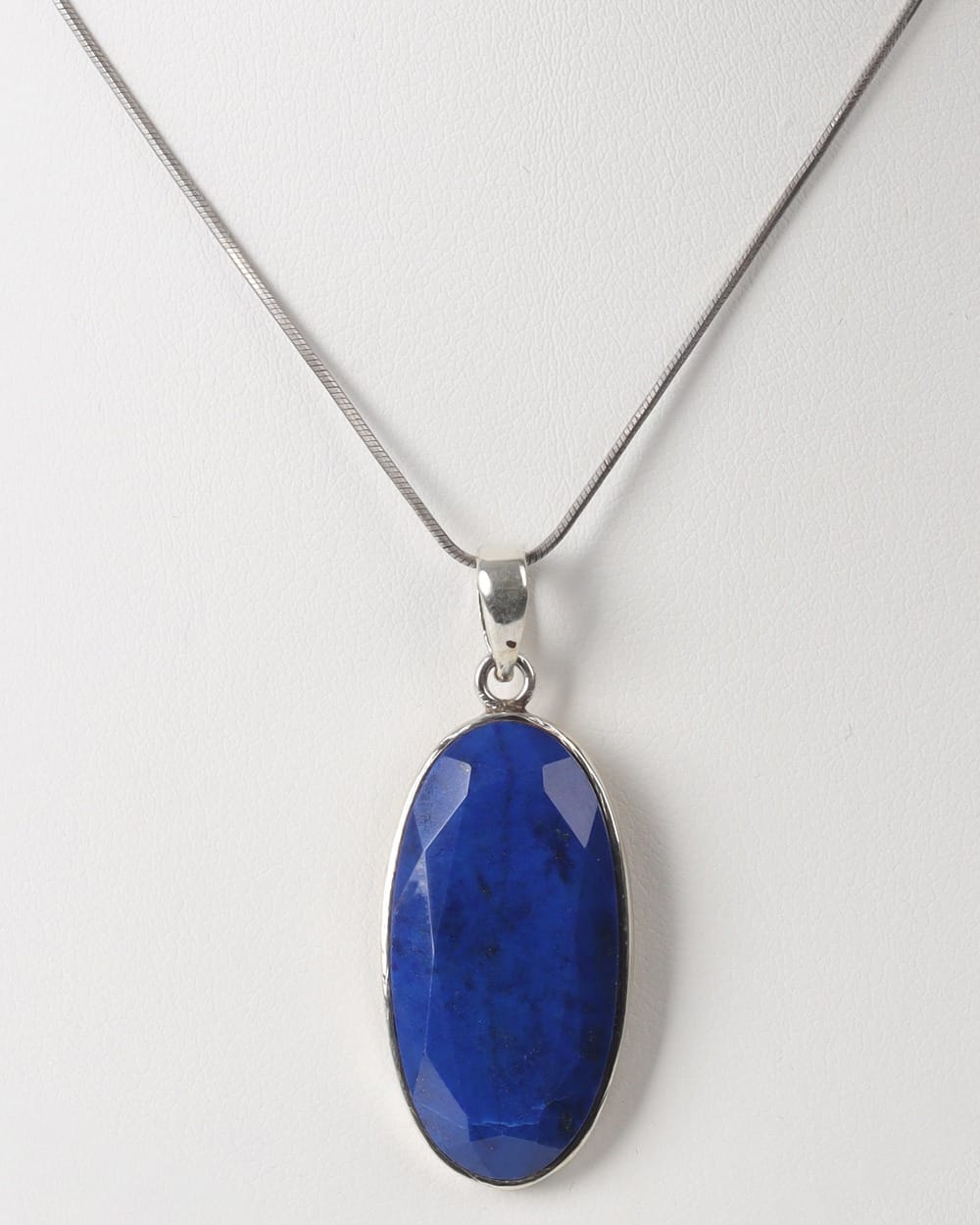 Faceted Lapis Lazuli Silver Necklace