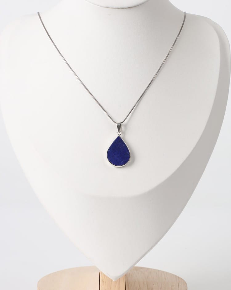Lapis Lazuli Teardrop Silver Necklace