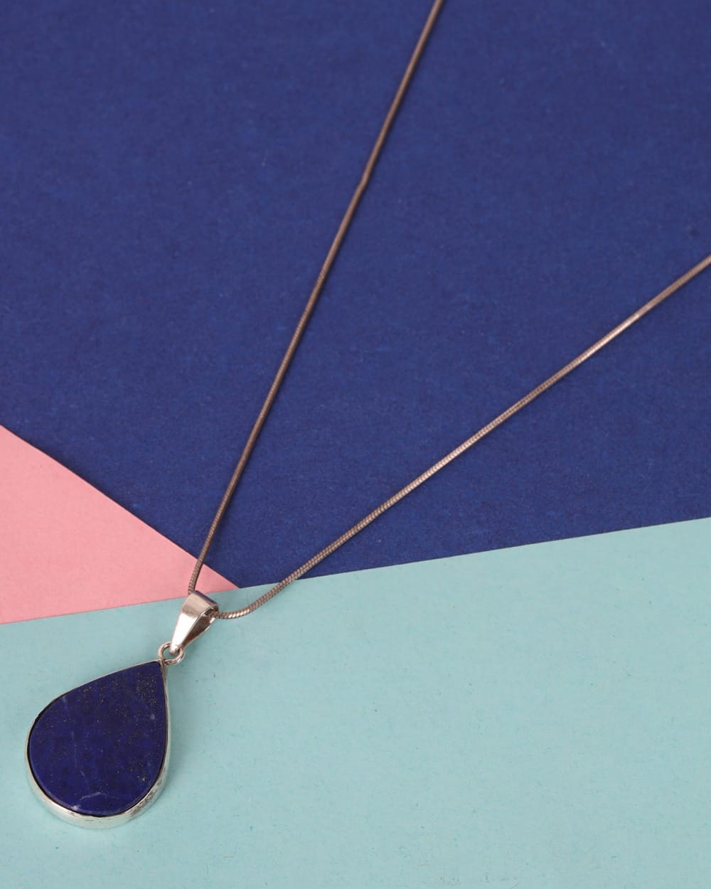 Lapis Lazuli Teardrop Silver Necklace