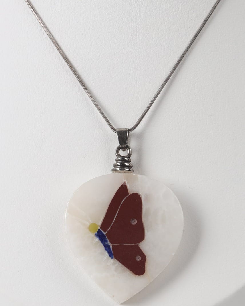 Butterfly Flight Gemstone Silver Pendant