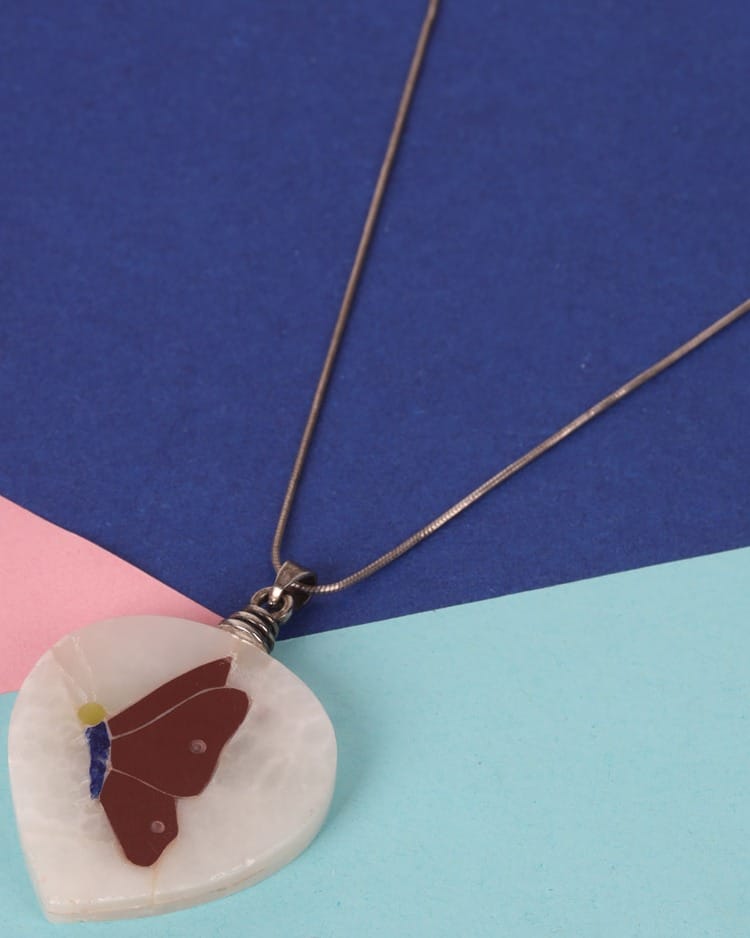Butterfly Flight Gemstone Silver Pendant