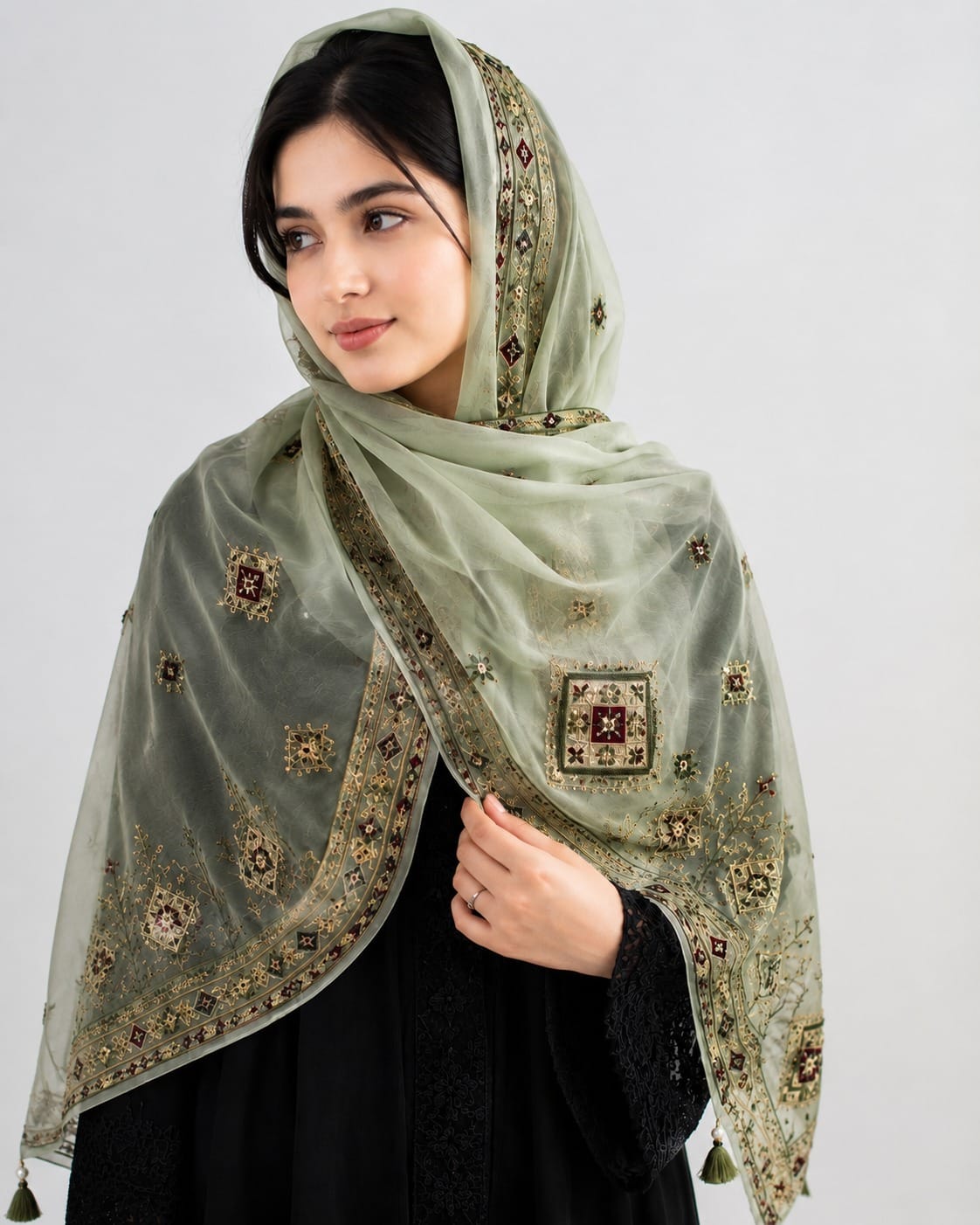 Handmade Afghan Scarf with Traditional Design