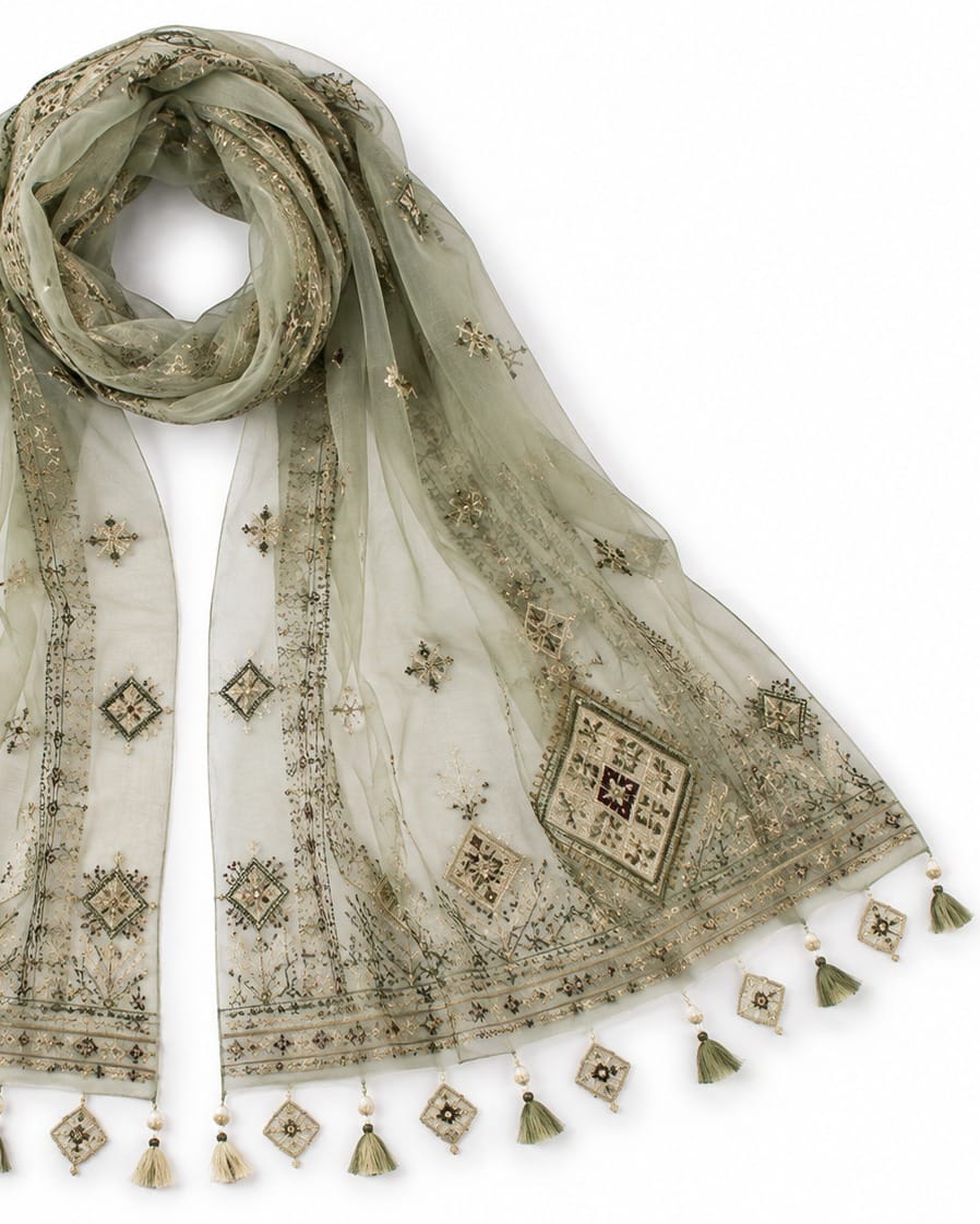 Handmade Afghan Scarf with Traditional Design