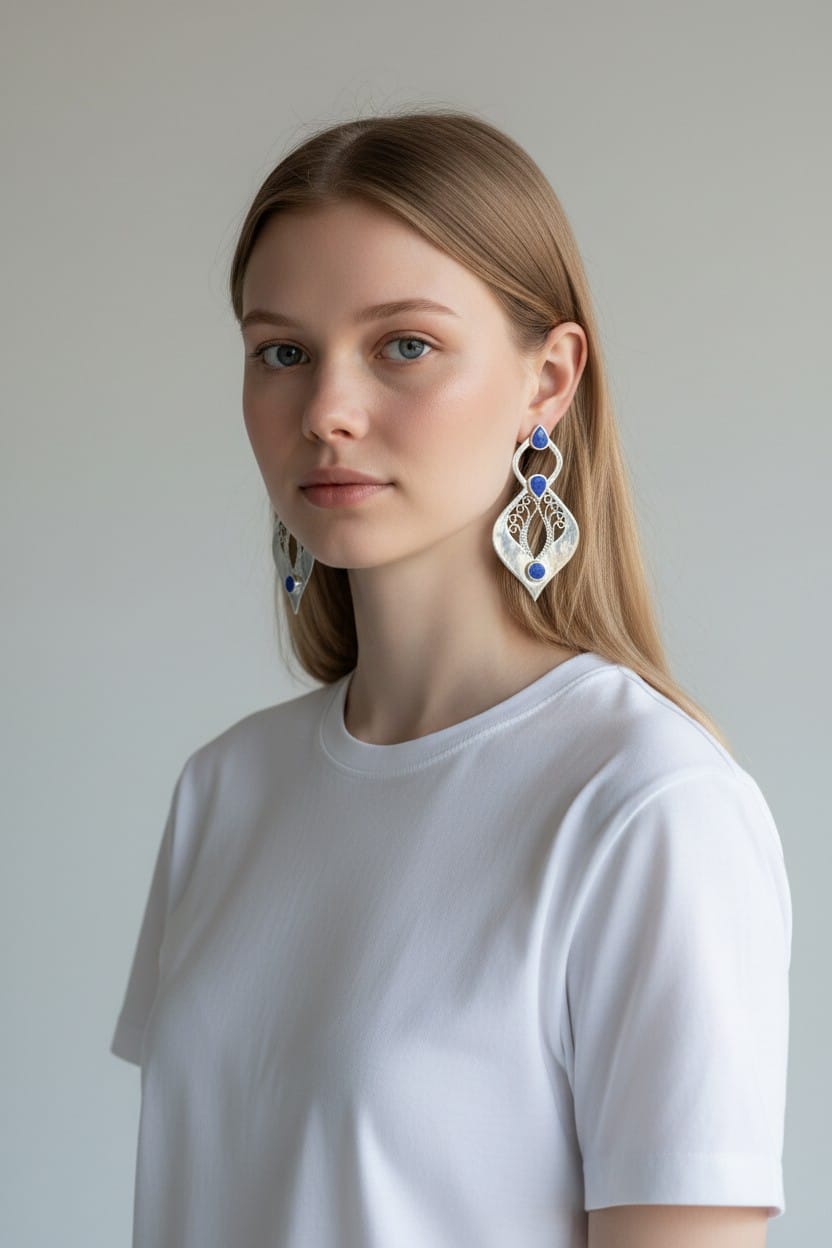 Women Traditional Design Lapis Earrings