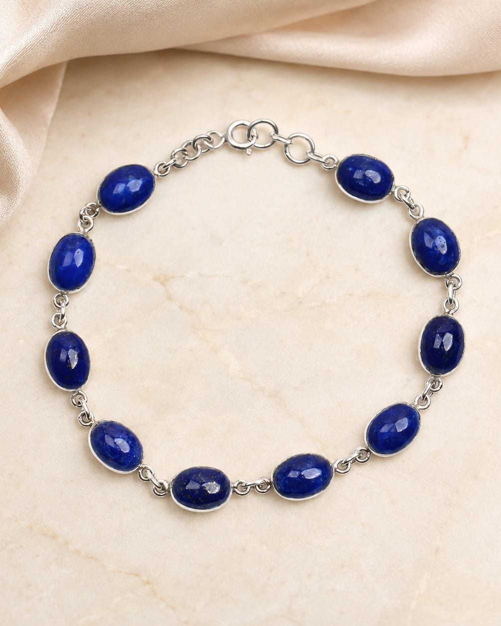 Lapis Silver Beaded Bracelet | Birthstone Silver Bracelet