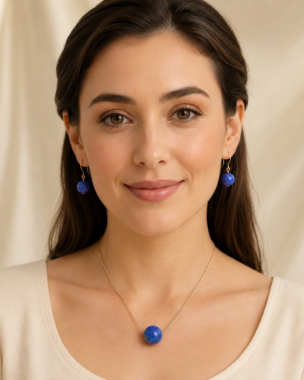 Lapis Lazuli Gold-Plated Pendant and Earrings Set