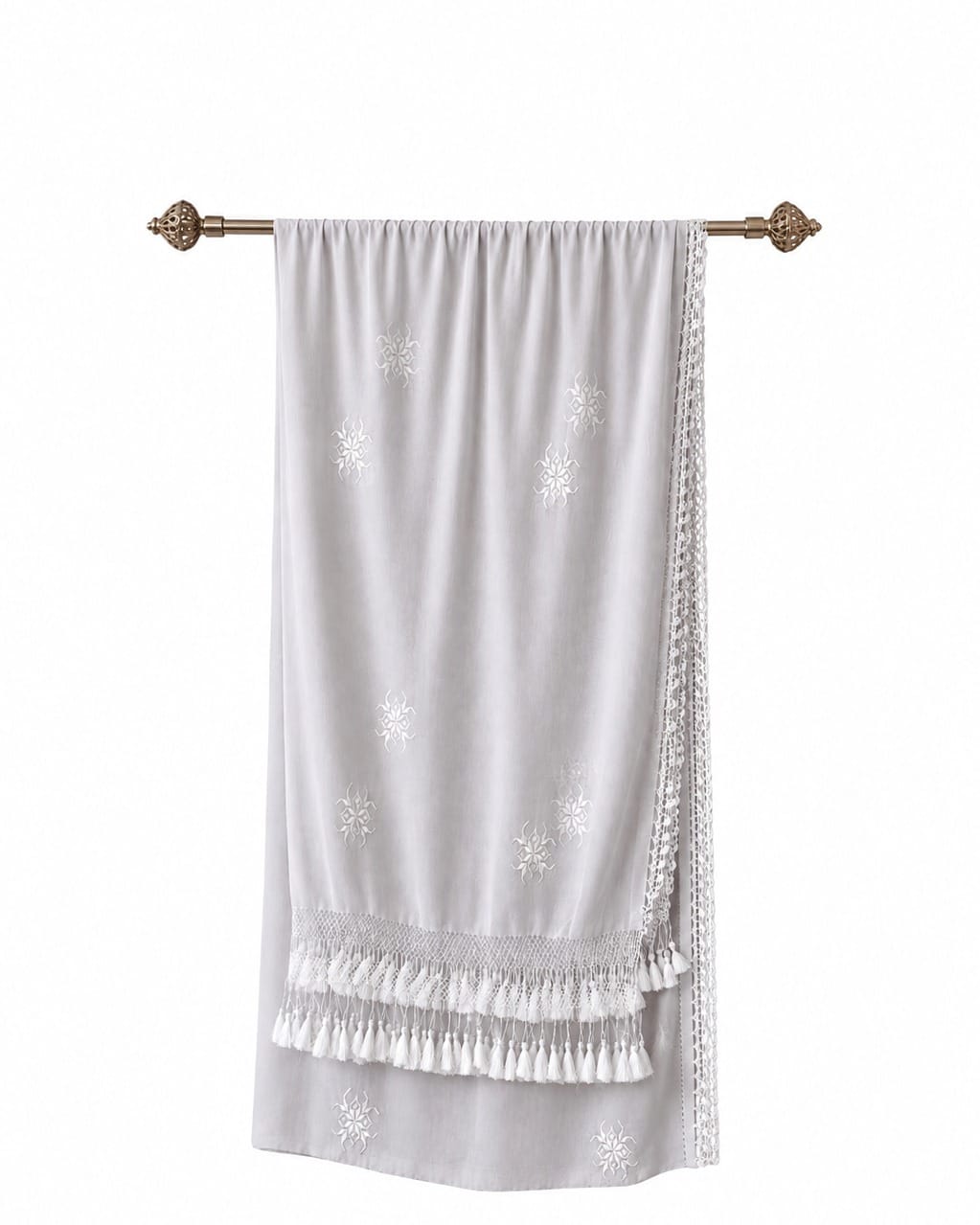 White Herati  Scarf Ivory Blossom Shawl
