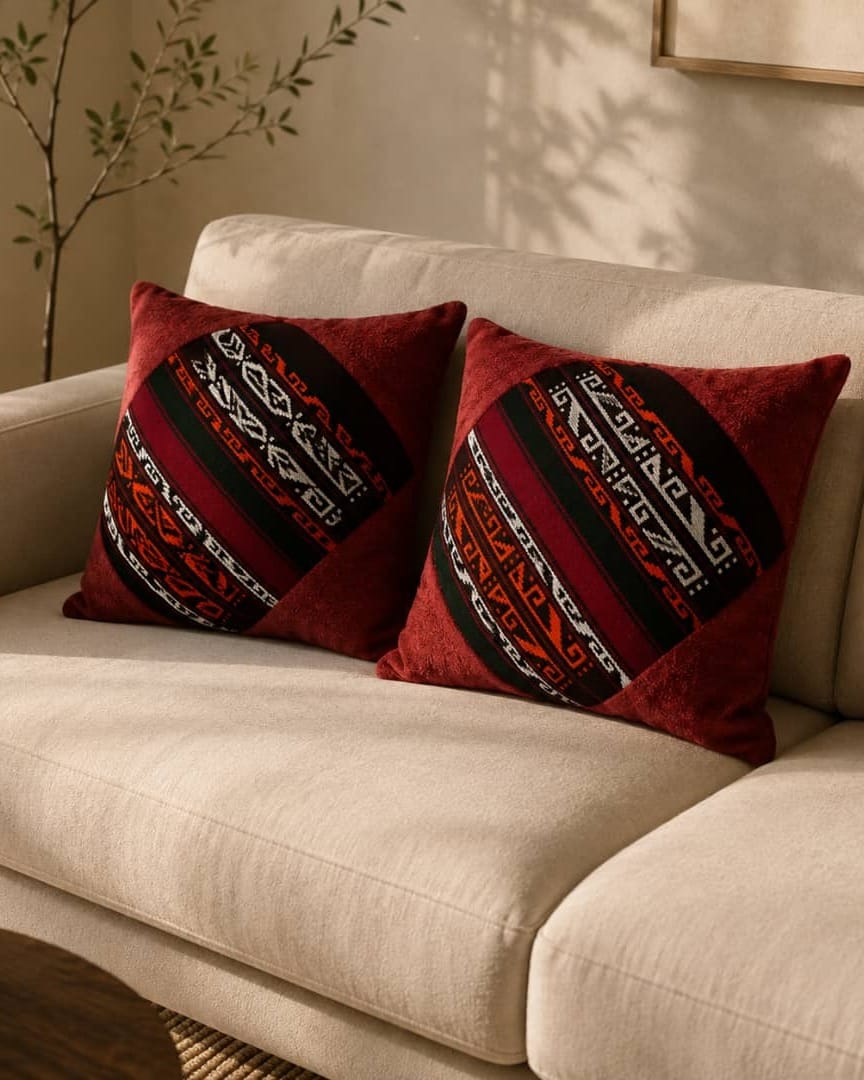 Handwoven Qajari Home Set Pillow Table Runner