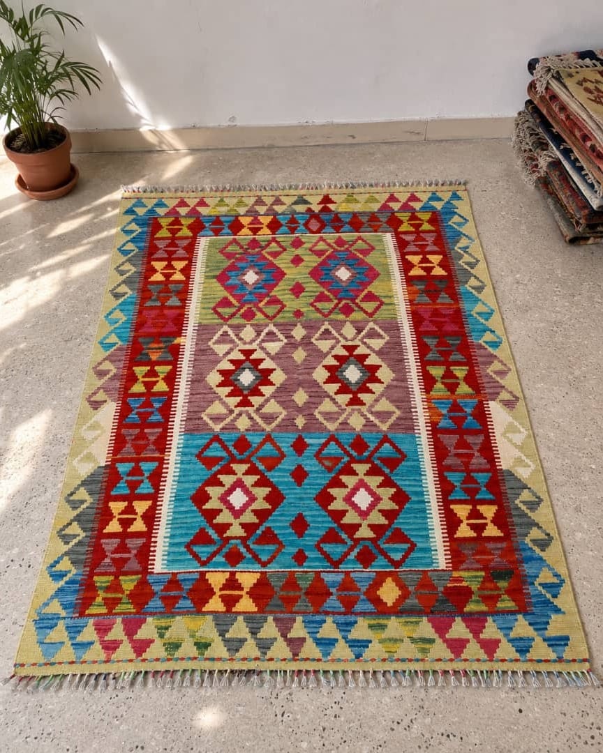 Colorful Wool Kilim Handwoven