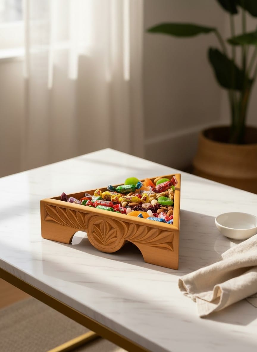 Handcrafted Maple Wood Candy Snacks Box