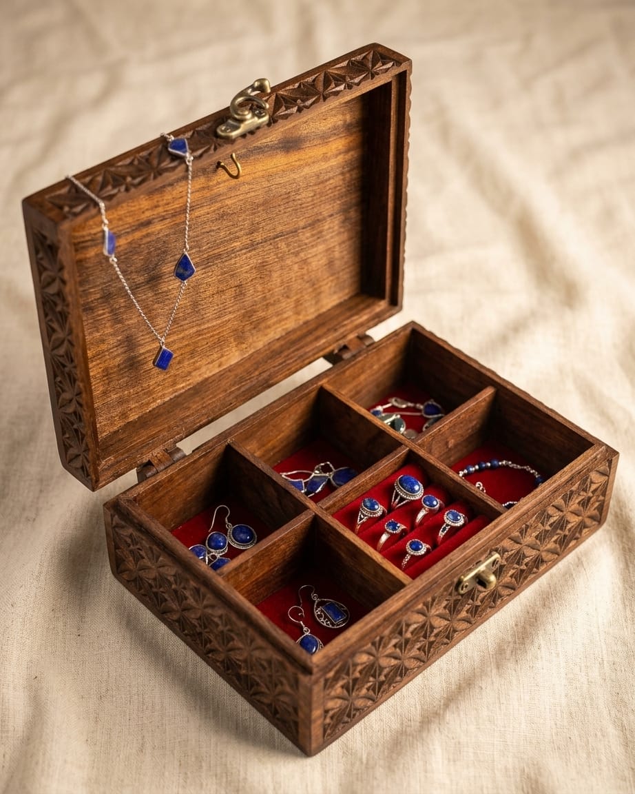 Handcrafted Walnut Jewelry Organizer Box