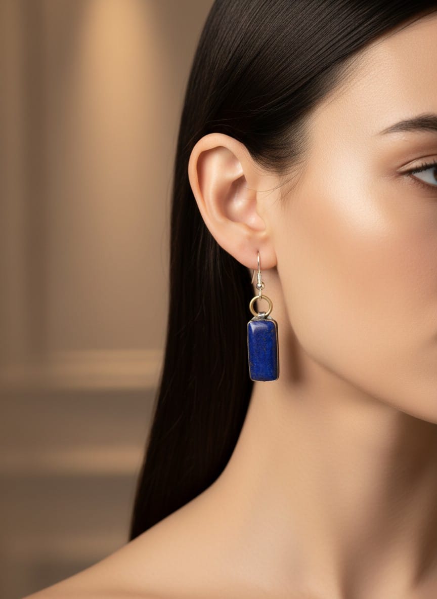 Handmade Lapis Lazuli Earrings – Gold-Plated with Lapis from Bamiyan