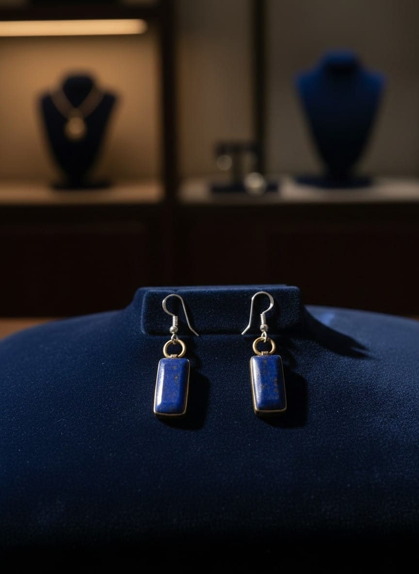 Handmade Lapis Lazuli Earrings – Gold-Plated with Lapis from Bamiyan
