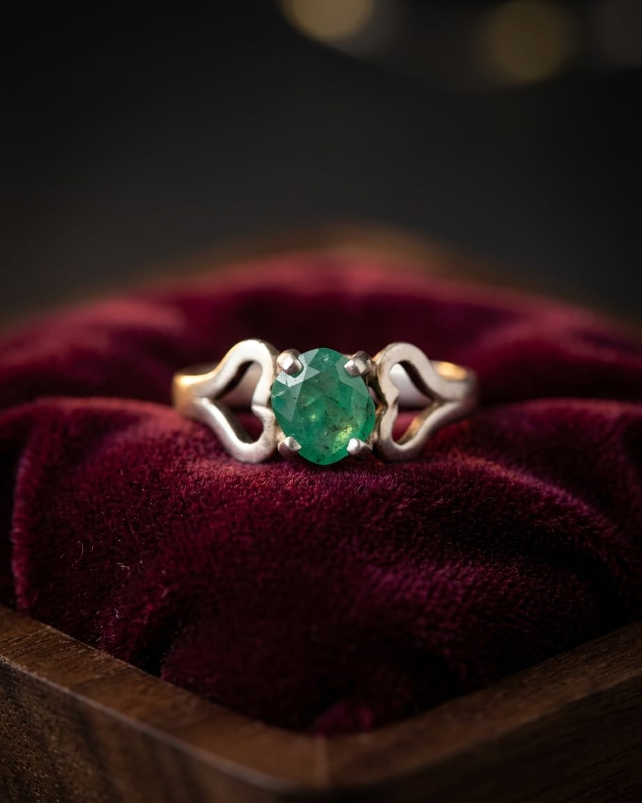 Emerald Green Panjshir Emerald Silver Ring