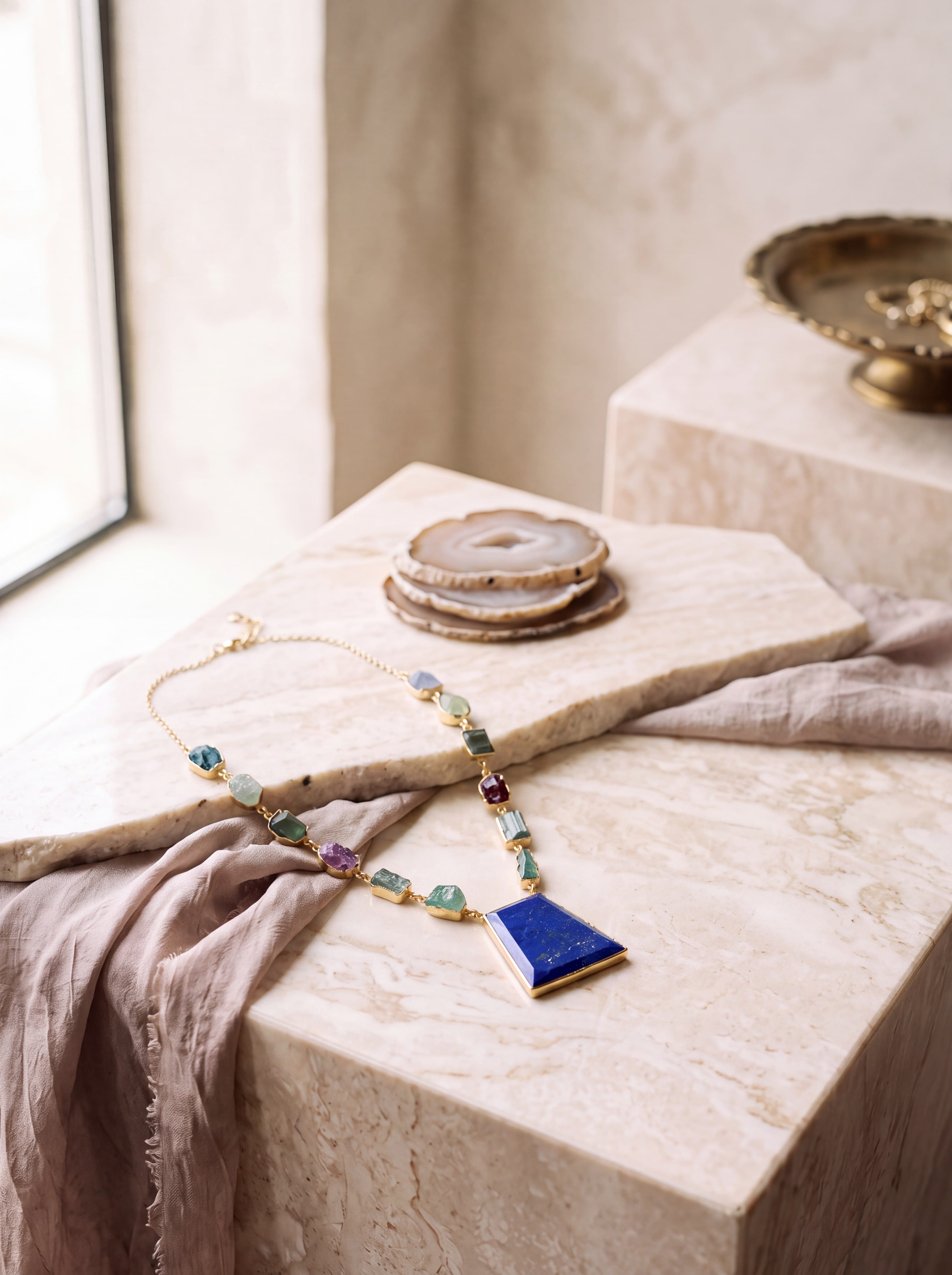 Handmade Multi Gemstone Afghan Necklace