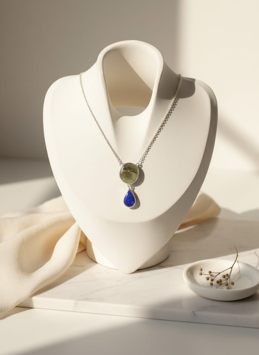 Afghan Handmade Peridot & Lapis Lazuli Necklace